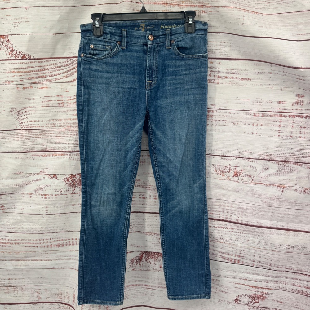 7 For All Mankind Kimmie Crop Jeans Womens Size 28 Medium Wash Straight Leg